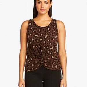 Soprano Leopard Print Twist Front Tank Top Women’s Size Medium Sleeveless Blouse